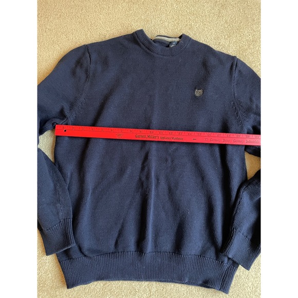 Chaps Navy Blue Crew Neck Sweater Men's Size L Classic Knit Pullover - Picture 5 of 6